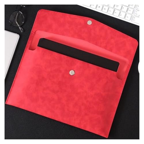 Lederumschlag Dokumententasche, Lederumschlag-Dokumentenhalter, Aktenordner, A4, Business-Aktentasche, mehrfarbig, 330 x 240 mm, 3 Stück(Red) von VDCVADKYE