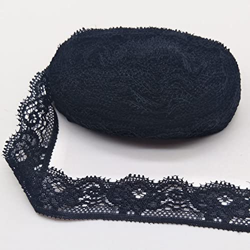Spitzenborte,Spitzenband 10 Yards Stretch-Spitzenbesatz, elastisches Spitzenband, hohler Spitzenstoffbesatz, bestickt for Heimwerkerarbeiten, Nähen(Black) von VDCVADKYE
