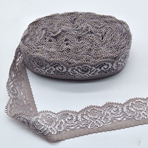 Spitzenborte,Spitzenband 10 Yards Stretch-Spitzenbesatz, elastisches Spitzenband, hohler Spitzenstoffbesatz, bestickt for Heimwerkerarbeiten, Nähen(Grey) von VDCVADKYE