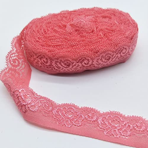 Spitzenborte,Spitzenband 10 Yards Stretch-Spitzenbesatz, elastisches Spitzenband, hohler Spitzenstoffbesatz, bestickt for Heimwerkerarbeiten, Nähen(Pink) von VDCVADKYE