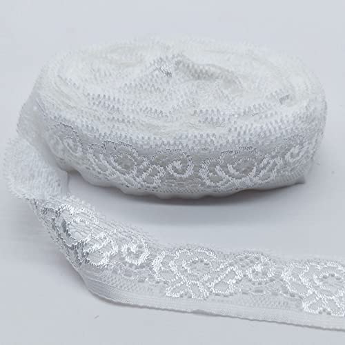 Spitzenborte,Spitzenband 10 Yards Stretch-Spitzenbesatz, elastisches Spitzenband, hohler Spitzenstoffbesatz, bestickt for Heimwerkerarbeiten, Nähen(White) von VDCVADKYE
