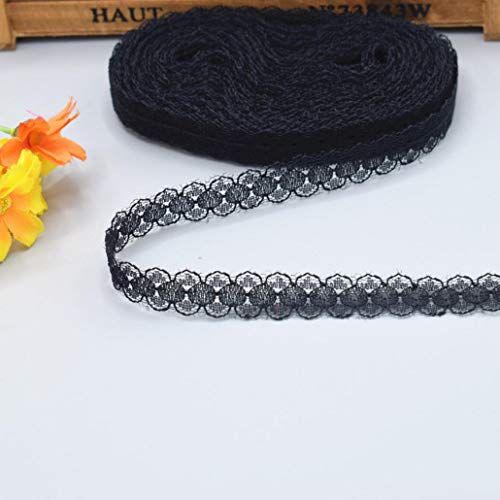 Spitzenborte,Spitzenband 10 Yards schöne Spitzenband DIY handgefertigte Kleidung Unterwäsche Hochzeitskleid Frauen tragen Accessoires(Black,5 yards) von VDCVADKYE