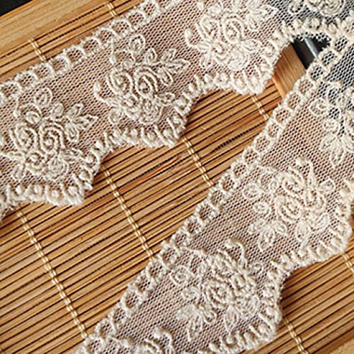 Spitzenborte,Spitzenband 15 Yards Stickspitzenbänder, Spitzenbesätze mit Blumenmuster, dekorative Nähbesätze for das Basteln von Kleidungsstücken(Beige) von VDCVADKYE
