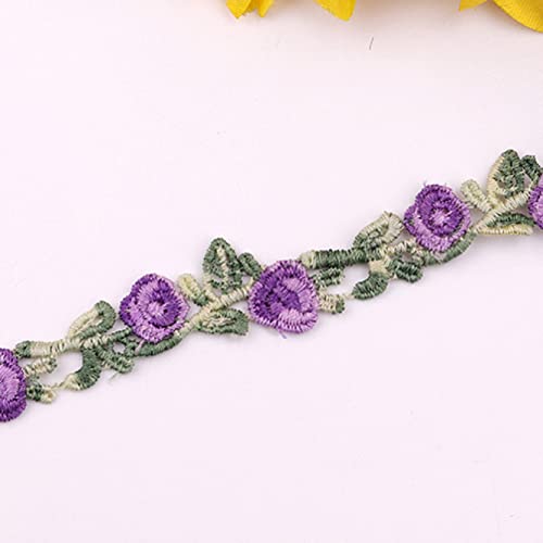 Spitzenborte,Spitzenband 2 Yards florale Spitzenbesätze, bunte, mit Blumen bestickte Nähspitze, dekoratives Spitzenband for selbstgemachte Kleidung.(7 Deep Purple) von VDCVADKYE
