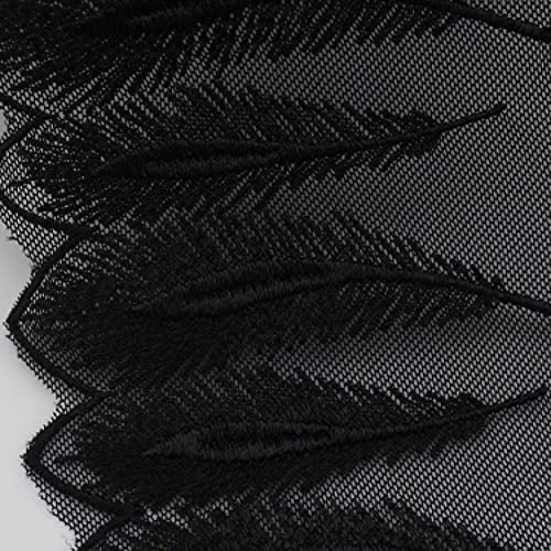 Spitzenborte,Spitzenband 24 Yards schwarze Spitzenborte, bestickte Spitze mit Federmuster, Netzstoffbesatz for die DIY-Kleidungsdekoration von VDCVADKYE