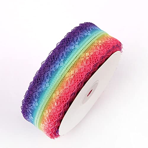 Spitzenborte,Spitzenband 4,5 m buntes Spitzenbesatzband, besticktes Spitzenband in Regenbogenfarben, dekoratives Band for Heimwerkerarbeiten, Schleifenherstellung(1,38mm x 5 yards) von VDCVADKYE