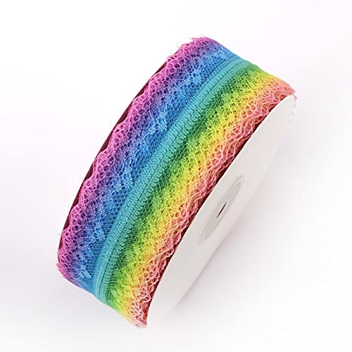 Spitzenborte,Spitzenband 4,5 m buntes Spitzenbesatzband, besticktes Spitzenband in Regenbogenfarben, dekoratives Band for Heimwerkerarbeiten, Schleifenherstellung(2,38mm x 5 yards) von VDCVADKYE