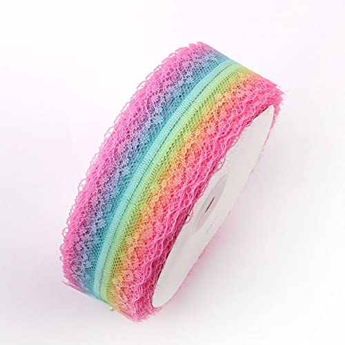 Spitzenborte,Spitzenband 4,5 m buntes Spitzenbesatzband, besticktes Spitzenband in Regenbogenfarben, dekoratives Band for Heimwerkerarbeiten, Schleifenherstellung(3,38mm x 5 yards) von VDCVADKYE