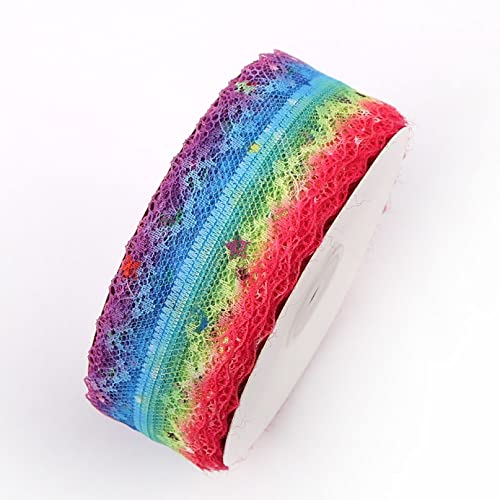 Spitzenborte,Spitzenband 4,5 m buntes Spitzenbesatzband, besticktes Spitzenband in Regenbogenfarben, dekoratives Band for Heimwerkerarbeiten, Schleifenherstellung(4,38mm x 5 yards) von VDCVADKYE