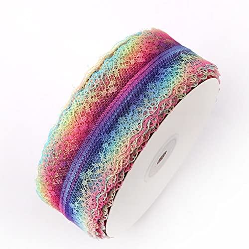 Spitzenborte,Spitzenband 4,5 m buntes Spitzenbesatzband, besticktes Spitzenband in Regenbogenfarben, dekoratives Band for Heimwerkerarbeiten, Schleifenherstellung(5,38mm x 5 yards) von VDCVADKYE
