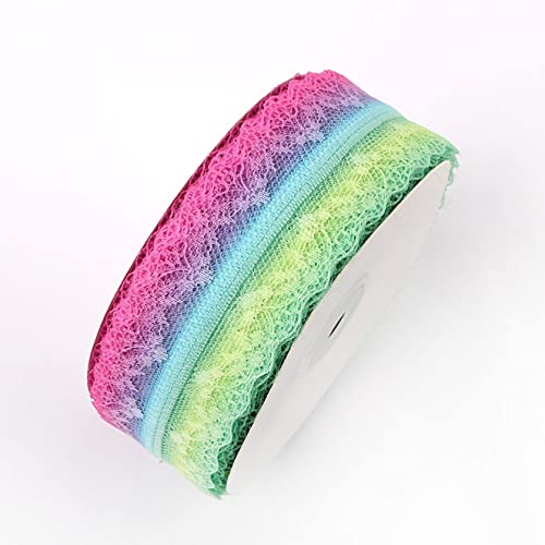Spitzenborte,Spitzenband 4,5 m buntes Spitzenbesatzband, besticktes Spitzenband in Regenbogenfarben, dekoratives Band for Heimwerkerarbeiten, Schleifenherstellung(9,38mm x 5 yards) von VDCVADKYE