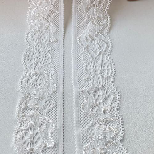 Spitzenborte,Spitzenband Elastische Spitzenbandbesätze, 30 mm, 4,5 m, Stretchbandbesätze mit gewelltem Rand, for Nähen von Kleidungszubehör for Kleidungsstücke(White) von VDCVADKYE
