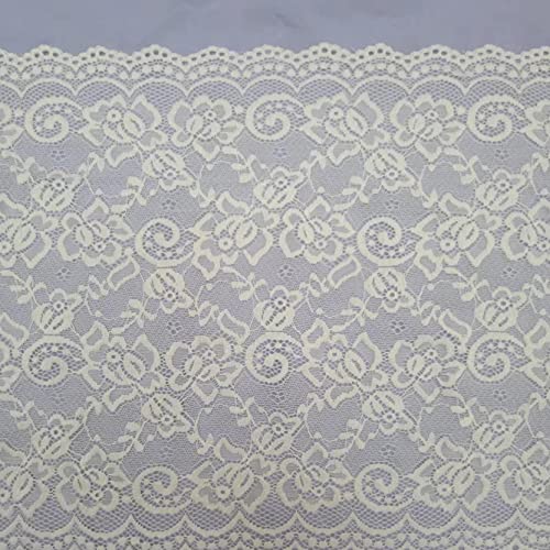 Spitzenborte,Spitzenband Elastische Spitzenbesätze, 1 Yard Nylon-Spitzenstoff, beige Spitzenbandbesätze for selbstgemachte Dessous, Unterwäsche, Nähprojekte(11.8" 1 Yard) von VDCVADKYE