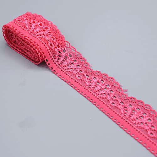 Spitzenborte,Spitzenband Elastische Spitzenbesätze, 30 mm, 2 Yards/10 Yards, ausgehöhltes Spitzenrandband, Stickbänder for Nähzubehör(Pink,30mm 2 Yards) von VDCVADKYE