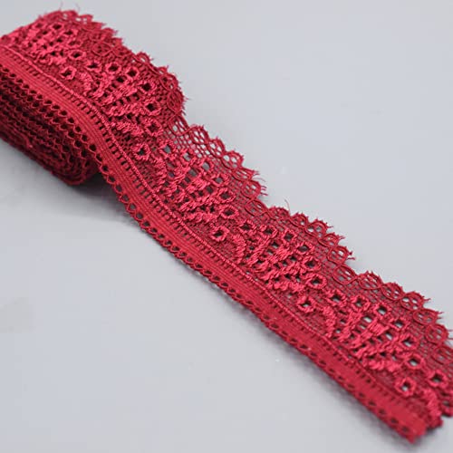 Spitzenborte,Spitzenband Elastische Spitzenbesätze, 30 mm, 2 Yards/10 Yards, ausgehöhltes Spitzenrandband, Stickbänder for Nähzubehör(Wine Red,30mm 2 Yards) von VDCVADKYE