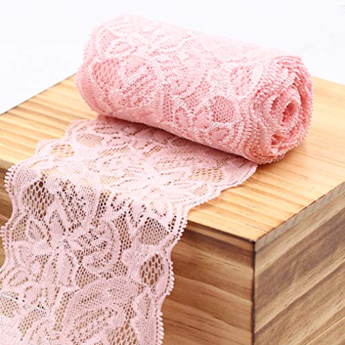 Spitzenborte,Spitzenband Elastischer Spitzenbesatz, Spitzenband mit Blumenmuster, for Hochzeitsdekorationen, Haarschleifenherstellung und Geschenkverpackungen(Pink) von VDCVADKYE