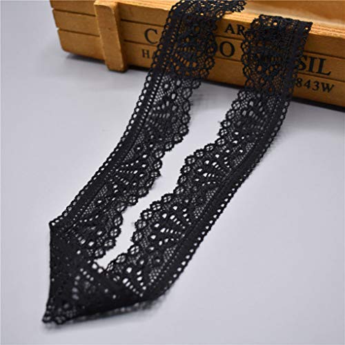 Spitzenborte,Spitzenband Elastisches Spitzenband, 30 mm breit, Spitzenbesatz, bestickte Netzkordel for Nähen von Kleidung, Kartenherstellung, Schleifen, Dekor(Black,5 Yards) von VDCVADKYE