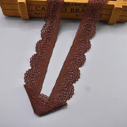 Spitzenborte,Spitzenband Elastisches Spitzenband, 30 mm breit, Spitzenbesatz, bestickte Netzkordel for Nähen von Kleidung, Kartenherstellung, Schleifen, Dekor(Dark Brown,5 Yards) von VDCVADKYE