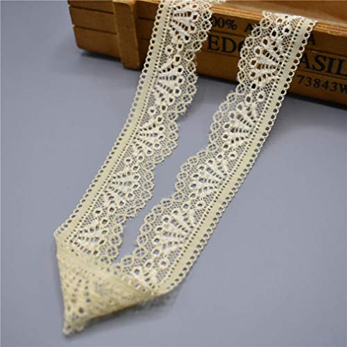 Spitzenborte,Spitzenband Elastisches Spitzenband, 30 mm breit, Spitzenbesatz, bestickte Netzkordel for Nähen von Kleidung, Kartenherstellung, Schleifen, Dekor(Yellow,5 Yards) von VDCVADKYE