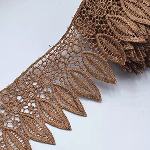 Spitzenborte,Spitzenband Häkelspitzenband, 95 mm, 1 Yard, Stickspitze mit Fransen, Blattbesatz, Band for Vorhänge, Kleidungsstücke, Nähzubehör(Brown) von VDCVADKYE
