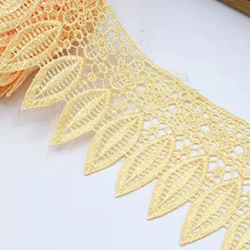 Spitzenborte,Spitzenband Häkelspitzenband, 95 mm, 1 Yard, Stickspitze mit Fransen, Blattbesatz, Band for Vorhänge, Kleidungsstücke, Nähzubehör(Yellow) von VDCVADKYE