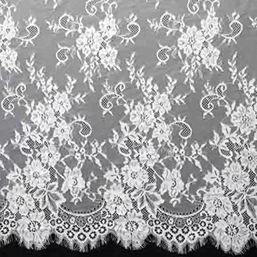 Spitzenborte,Spitzenband Klassische Spitzenbesätze, 59" superbreiter Netz-Spitzenstoff mit Blumenmuster for Hochzeit, Brautschleier, Nähzubehör(White) von VDCVADKYE