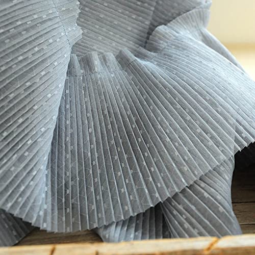 Spitzenborte,Spitzenband Plissierter Netz-Spitzenstoff, 15 cm breit, Tüll-Spitzenband, Punktmuster for Hochzeitskleid, DIY, DIY-Basteln(Grey) von VDCVADKYE