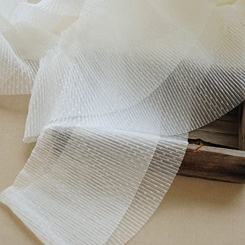 Spitzenborte,Spitzenband Plissierter Netz-Spitzenstoff, 15 cm breit, Tüll-Spitzenband, Punktmuster for Hochzeitskleid, DIY, DIY-Basteln(White) von VDCVADKYE