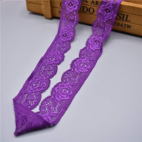Spitzenborte,Spitzenband Spitzenband, 25 mm breit, 4,5 m, elastischer Besatzstoff mit Blumenmuster for Blumensträuße, Geschenkverpackungen, Hochzeitsdekoration(Purple,5 Yards) von VDCVADKYE