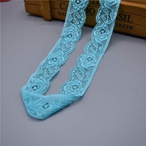 Spitzenborte,Spitzenband Spitzenband, 25 mm breit, 4,5 m, elastischer Besatzstoff mit Blumenmuster for Blumensträuße, Geschenkverpackungen, Hochzeitsdekoration(Sky Blue,5 Yards) von VDCVADKYE