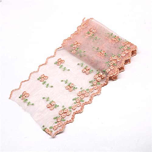 Spitzenborte,Spitzenband Spitzenbesatz mit Blumenmuster, 14 cm (1 Yard) Netzstoff, elegante bestickte Blumenspitze for Heimwerkerarbeiten, Nähen von Kleidungsstücken(Peach) von VDCVADKYE