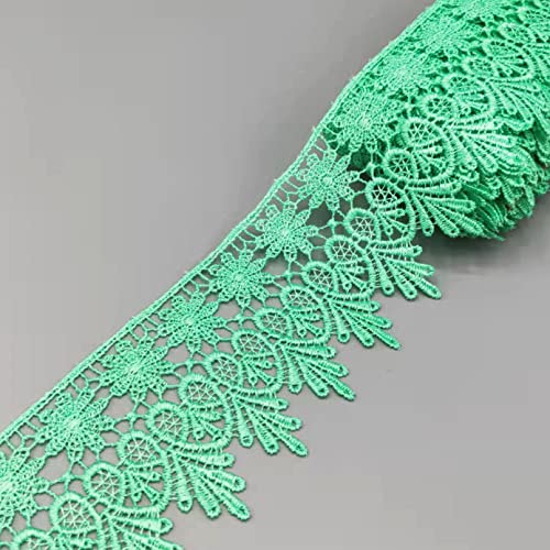 Spitzenborte,Spitzenband Spitzenbesatzband im Vintage-Stil, 7,9 cm, besticktes Blumen-Spitzenband mit Fransen, Spitzen-Blattrand, for Heimwerkerarbeiten, Nähen(Green,3.2 yards) von VDCVADKYE