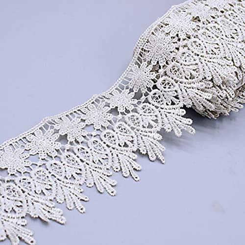 Spitzenborte,Spitzenband Spitzenbesatzband im Vintage-Stil, 7,9 cm, besticktes Blumen-Spitzenband mit Fransen, Spitzen-Blattrand, for Heimwerkerarbeiten, Nähen(Grey,3.2 yards) von VDCVADKYE