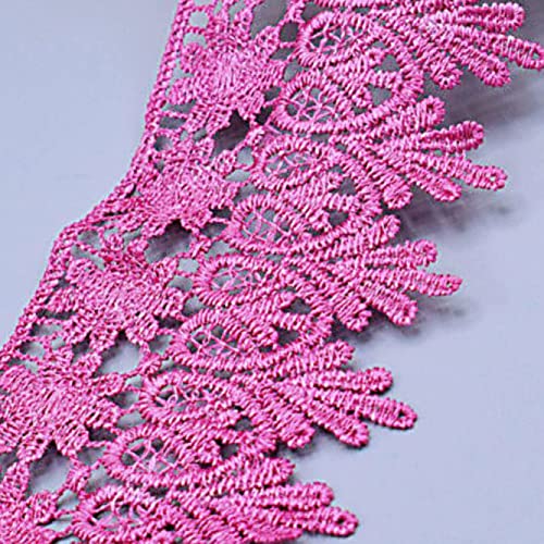 Spitzenborte,Spitzenband Spitzenbesatzband im Vintage-Stil, 7,9 cm, besticktes Blumen-Spitzenband mit Fransen, Spitzen-Blattrand, for Heimwerkerarbeiten, Nähen(Rose Red,3.2 yards) von VDCVADKYE