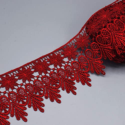 Spitzenborte,Spitzenband Spitzenbesatzband im Vintage-Stil, 7,9 cm, besticktes Blumen-Spitzenband mit Fransen, Spitzen-Blattrand, for Heimwerkerarbeiten, Nähen(Wine Red,1 yard) von VDCVADKYE