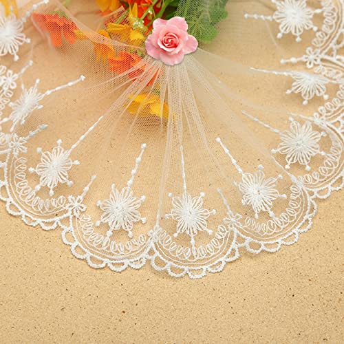 Spitzenborte,Spitzenband Weiße Netz-Spitzenbesätze mit gewelltem Rand, 11,9 cm, 1 Meter, exquisiter Netzstoff for Nähen von Brautschleier/Kleid von VDCVADKYE