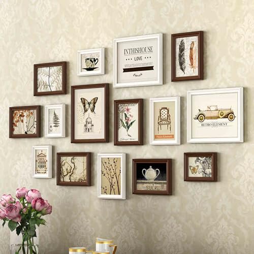 VDCVADKYE Portrait Fotorahmen ， 15 Rahmen Wand Bilderrahmen Set Packung mit 15 Multicolor Mehrere Größen Holz Acryl(Browm) von VDCVADKYE