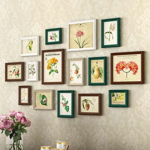 VDCVADKYE Portrait Fotorahmen ， 15 Rahmen Wand Bilderrahmen Set Packung mit 15 Multicolor Mehrere Größen Holz Acryl(Green) von VDCVADKYE