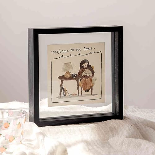 VDCVADKYE Portrait Fotorahmen ， Doppelseitiger Bilderrahmen aus Holz im A4-Format aus schwebendem Glas, Mehrfarbig, mehrere Größen(Black,7-Inch [11.9 * 16.4cm]) von VDCVADKYE
