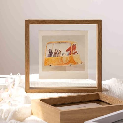 VDCVADKYE Portrait Fotorahmen ， Doppelseitiger Bilderrahmen aus Holz im A4-Format aus schwebendem Glas, Mehrfarbig, mehrere Größen(Wood,7-Inch [11.9 * 16.4cm]) von VDCVADKYE