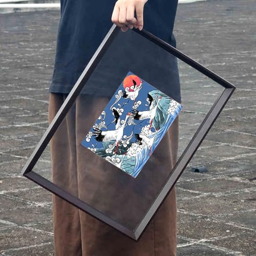 VDCVADKYE Portrait Fotorahmen ， Doppelseitiger schwebender Bilderrahmen, Holz, Acrylglas, 3 Montagemethoden, Mehrfarbig, mehrere Größen(Black,7-Inch [12.7 * 17.8cm]) von VDCVADKYE