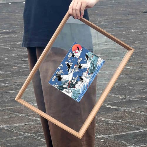 VDCVADKYE Portrait Fotorahmen ， Doppelseitiger schwebender Bilderrahmen, Holz, Acrylglas, 3 Montagemethoden, Mehrfarbig, mehrere Größen(Light Walnut,6-Inch [12.4 * 16.6cm]) von VDCVADKYE