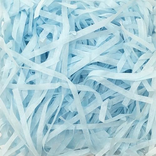 Zerkleinertes Seidenpapier, 100–500 g geschnittenes, geschreddertes Papier als Geschenkfüller, freundliche, leichte Füller(Light Blue,200g) von VDCVADKYE