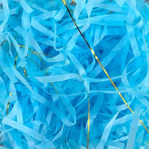 Zerkleinertes Seidenpapier, 50/100 g, 2er-/4er-Packung, metallisches Papierschnitzel, leichtes Seidenpapier mit Knitterschnitt(Blue golden,50g*4Pack) von VDCVADKYE