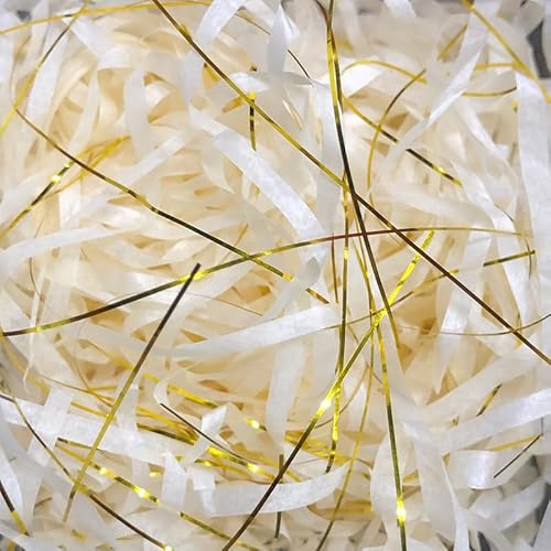 Zerkleinertes Seidenpapier, 50/100 g, 2er-/4er-Packung, metallisches Papierschnitzel, leichtes Seidenpapier mit Knitterschnitt(Champagne golden,100g*4Pack) von VDCVADKYE
