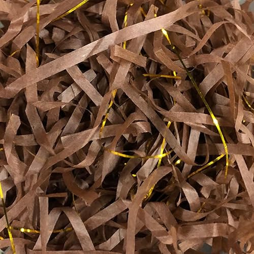Zerkleinertes Seidenpapier, 50/100 g, 2er-/4er-Packung, metallisches Papierschnitzel, leichtes Seidenpapier mit Knitterschnitt(Coffee golden,100g*4Pack) von VDCVADKYE
