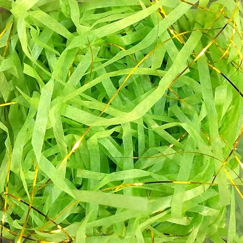 Zerkleinertes Seidenpapier, 50/100 g, 2er-/4er-Packung, metallisches Papierschnitzel, leichtes Seidenpapier mit Knitterschnitt(Grass Green golden,50g*4Pack) von VDCVADKYE