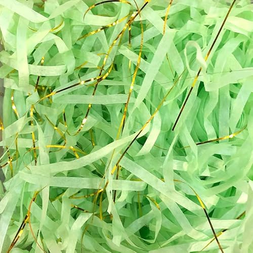 Zerkleinertes Seidenpapier, 50/100 g, 2er-/4er-Packung, metallisches Papierschnitzel, leichtes Seidenpapier mit Knitterschnitt(Green golden,100g*2Pack) von VDCVADKYE