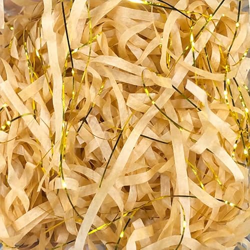 Zerkleinertes Seidenpapier, 50/100 g, 2er-/4er-Packung, metallisches Papierschnitzel, leichtes Seidenpapier mit Knitterschnitt(Light Brown goden,50g*4Pack) von VDCVADKYE