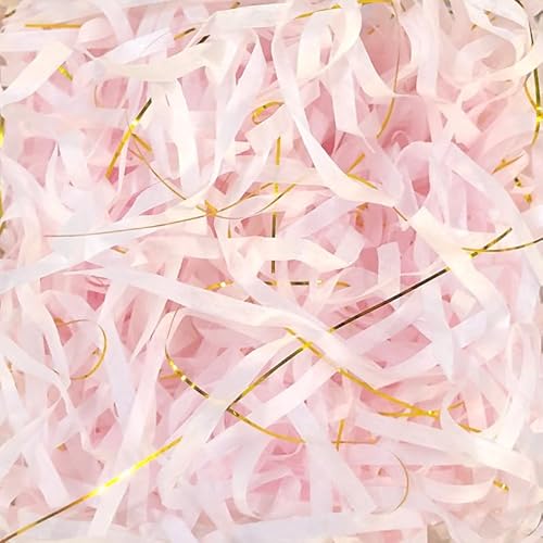 Zerkleinertes Seidenpapier, 50/100 g, 2er-/4er-Packung, metallisches Papierschnitzel, leichtes Seidenpapier mit Knitterschnitt(Light Pink golden,100g*4Pack) von VDCVADKYE